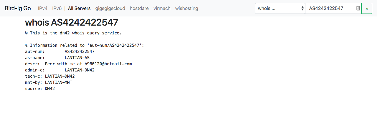 WHOIS 查询 ASN