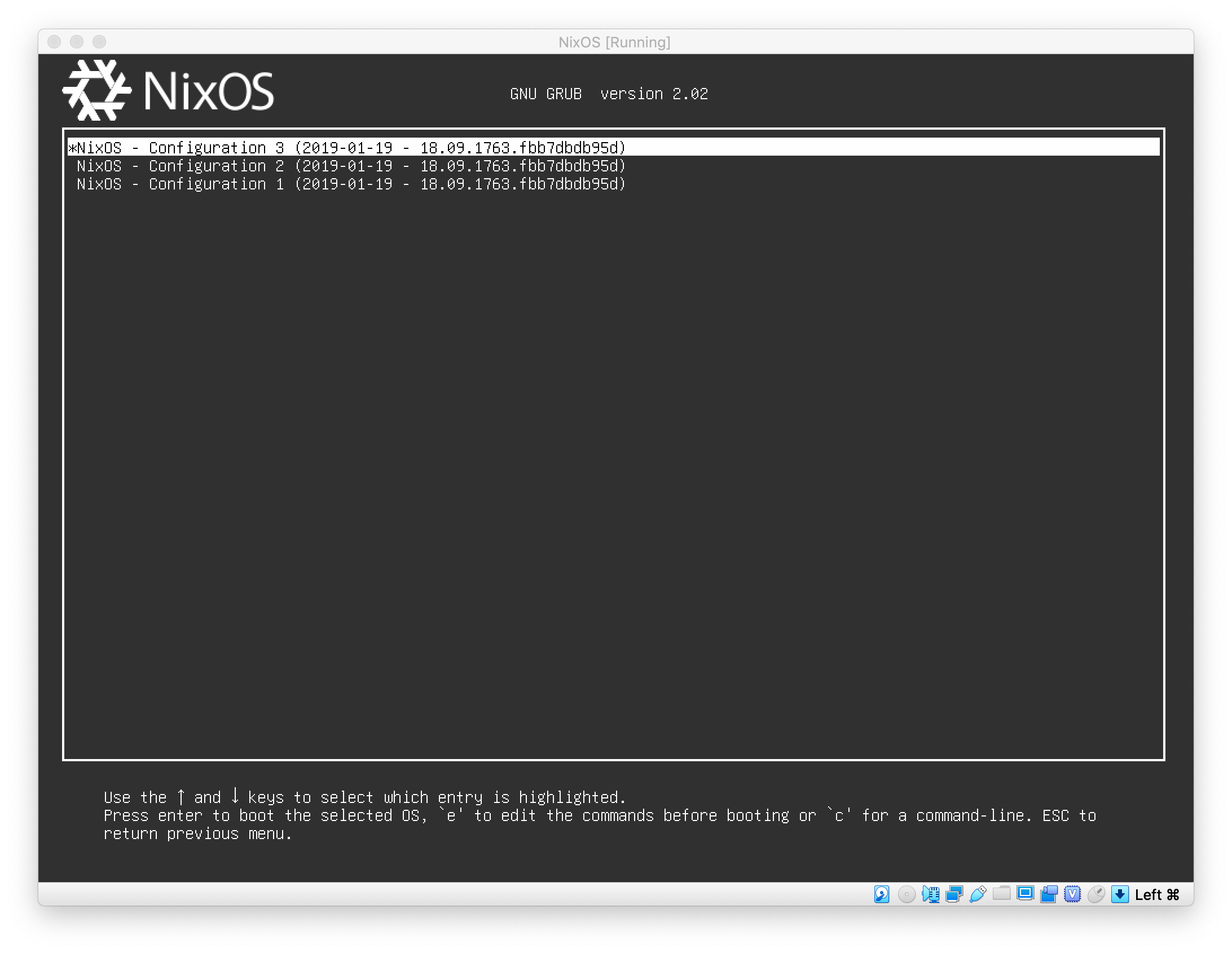 NixOS 启动菜单